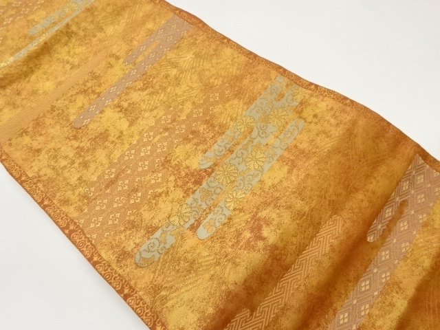 JAPANESE KIMONO / VINTAGE NAGOYA OBI / WOVEN KIKU & CLASSICAL PATTERN